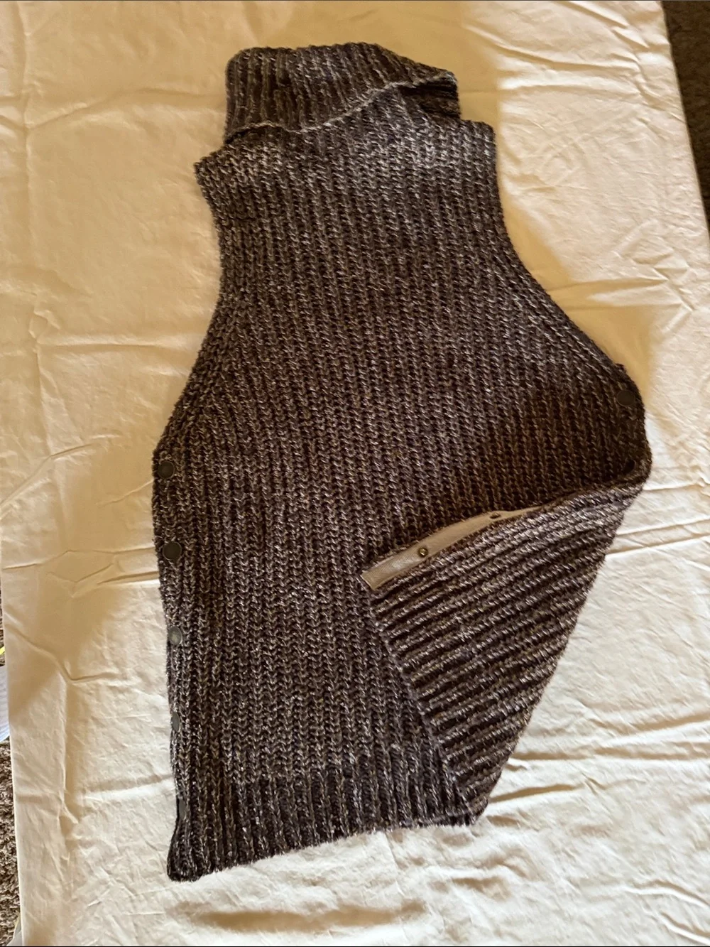 Sleeveless Cowl Neck Knit Vest in Charcoal